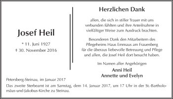 Traueranzeige von Josef Heil 
