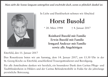 Traueranzeige von Horst Busold 