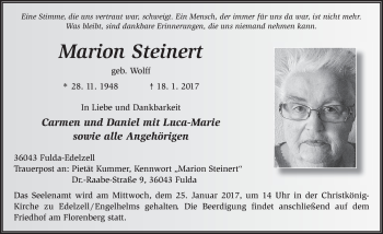 Traueranzeige von Marion Steinert 