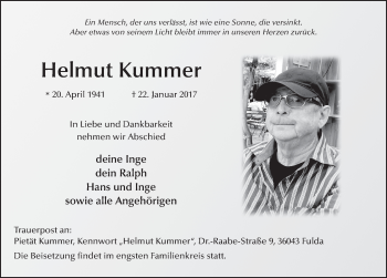 Traueranzeige von Helmut Kummer 