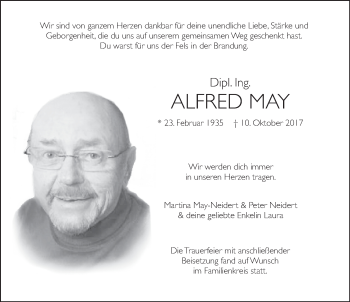 Traueranzeige von Alfred May 