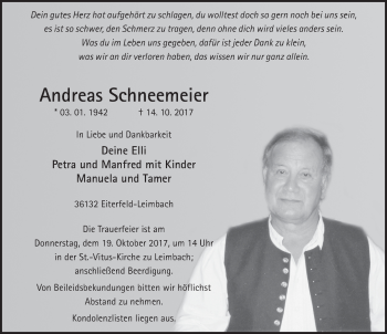 Traueranzeige von Andreas Schneemeier 