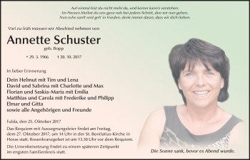 Traueranzeige von Annette Schuster 