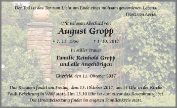 Traueranzeige von August Gropp 