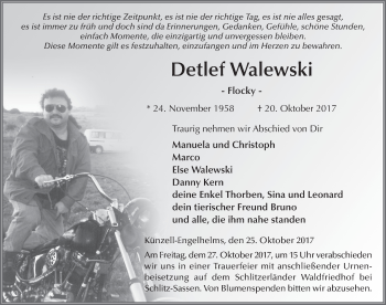 Traueranzeige von Detlef Walewski 