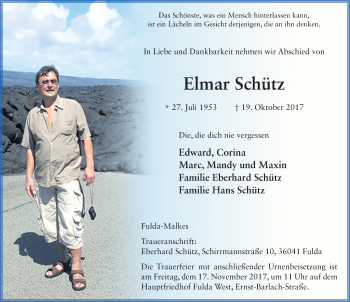 Traueranzeige von Elmar Schütz 