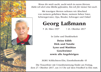 Traueranzeige von Georg Laßmann 
