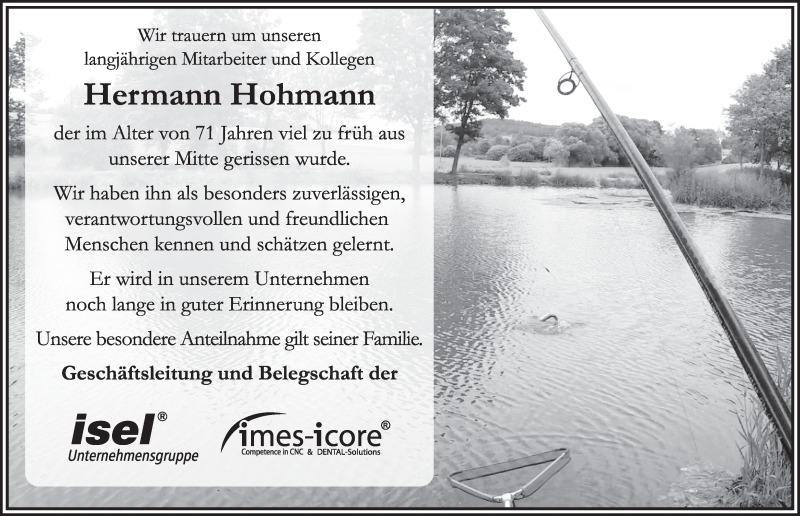  Traueranzeige für Hermann Hohmann vom 19.10.2017 aus 