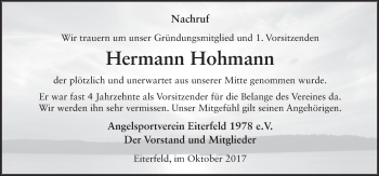 Traueranzeige von Hermann Hohmann 