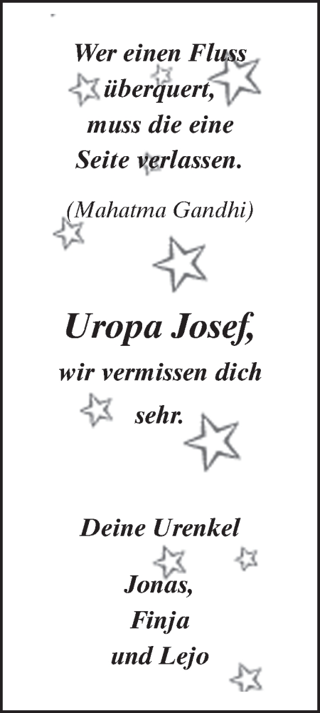  Traueranzeige für Josef Vogt vom 07.10.2017 aus 