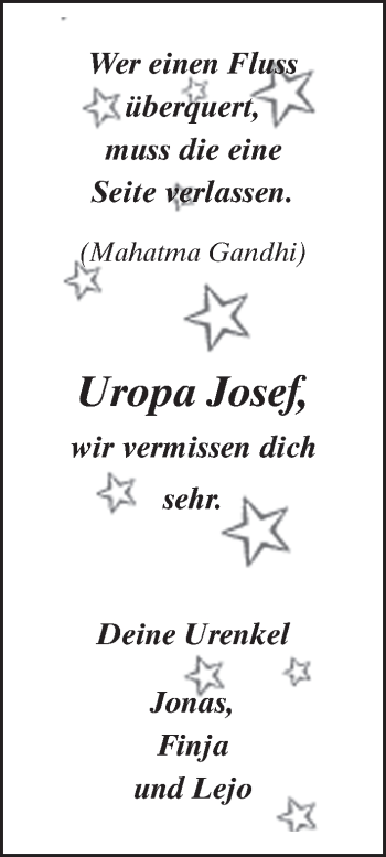 Traueranzeige von Josef Vogt 