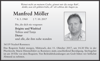 Traueranzeige von Manfred Möller 