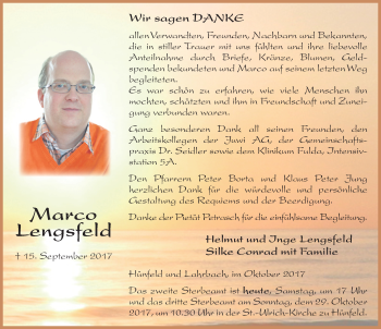 Traueranzeige von Marco Lengsfeld von Fuldaer Zeitung