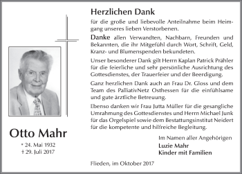 Traueranzeige von Otto Mahr 