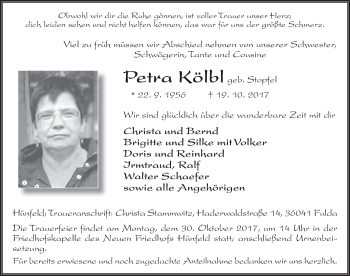Traueranzeige von Petra Kölbl 