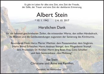 Traueranzeige von Albert Stein 
