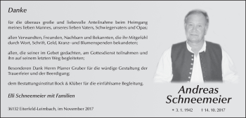 Traueranzeige von Andreas Schneemeier 