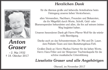 Traueranzeige von Anton Graser 