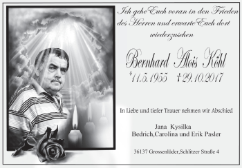 Traueranzeige von Bernhard Alois Köhl 
