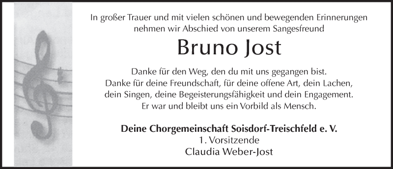  Traueranzeige für Bruno Jost vom 10.11.2017 aus 