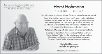 Traueranzeige von Horst Hohmann 