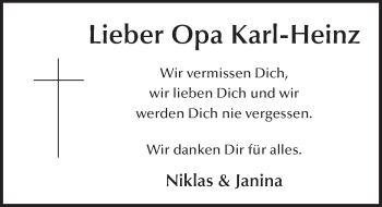 Traueranzeige von Karl-Heinz Zeller 
