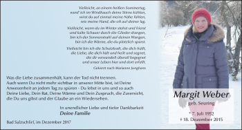 Traueranzeige von Margit Weber 