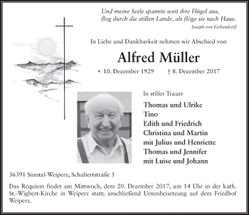 Traueranzeige von Alfred Müller 