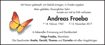 Traueranzeige von Andreas Froeba 