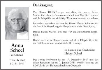 Traueranzeige von Anna Scheel 