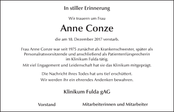 Traueranzeige von Anne Conze 