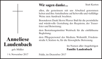 Traueranzeige von Anneliese Laudenbach 