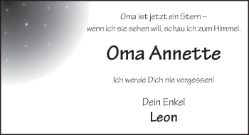 Traueranzeige von Annette Köhl 