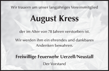 Traueranzeige von August Kress 