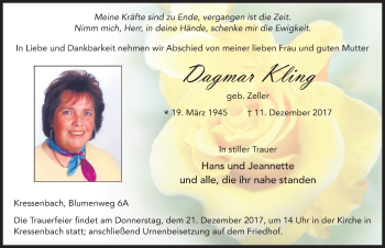 Traueranzeige von Dagmar Kling 