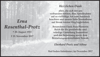 Traueranzeige von Erna Rosenthal-Protz 
