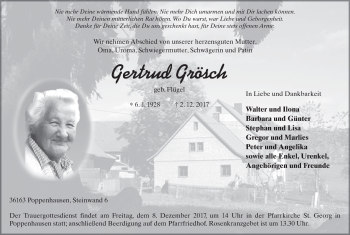 Traueranzeige von Gertrud Grösch 