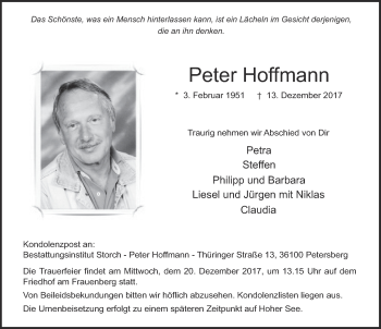 Traueranzeige von Peter Hoffmann 