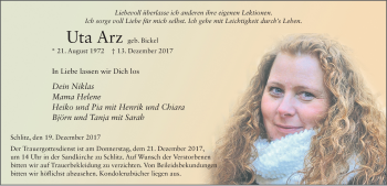 Traueranzeige von Uta Arz 