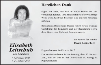 Traueranzeige von Elisabeth Leitschuh 