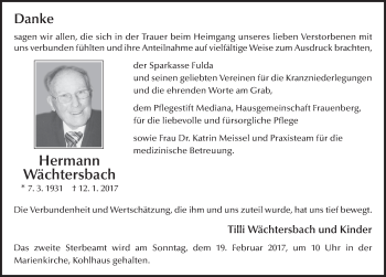 Traueranzeige von Hermann Wächtersbach 