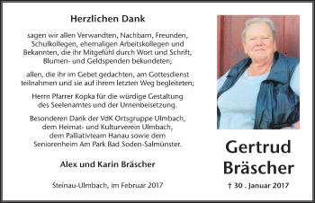 Traueranzeige von Gertrud Bräscher 