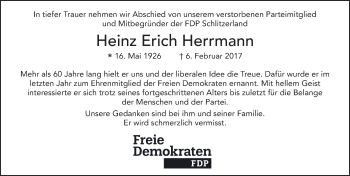 Traueranzeige von Heinz Erich Herrmann 