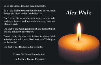 Traueranzeige von Alex Walz 