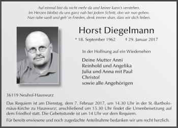 Traueranzeige von Horst Diegelmann 