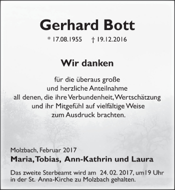 Traueranzeige von Gerhard Bott 