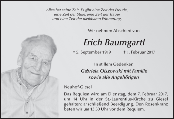 Traueranzeige von Erich Baumgartl 