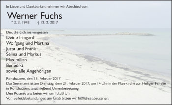 Traueranzeige von Werner Fuchs 