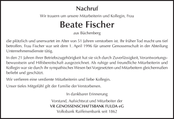 Traueranzeige von Beate Fischer 