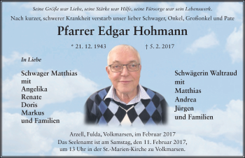 Traueranzeige von Edgar Hohmann 